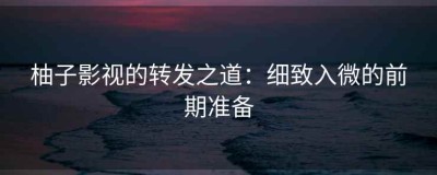 柚子影视的转发之道：细致入微的前期准备