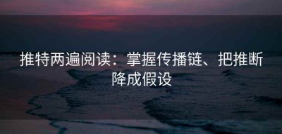 推特两遍阅读：掌握传播链、把推断降成假设