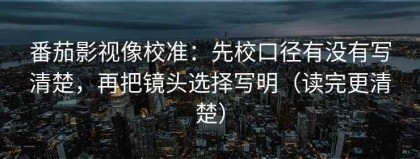 番茄影视像校准：先校口径有没有写清楚，再把镜头选择写明（读完更清楚）