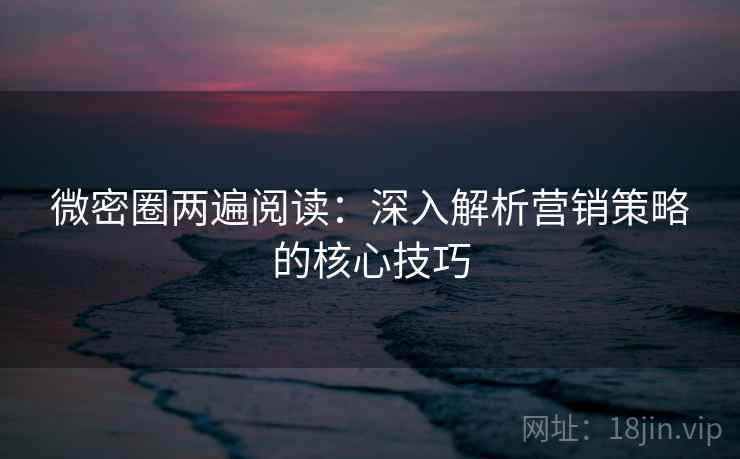 微密圈两遍阅读:深入解析营销策略的核心技巧 微密圈两遍阅读:深入解析营销策略的核心技巧
