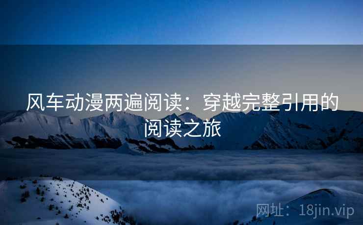 风车动漫两遍阅读：穿越完整引用的阅读之旅