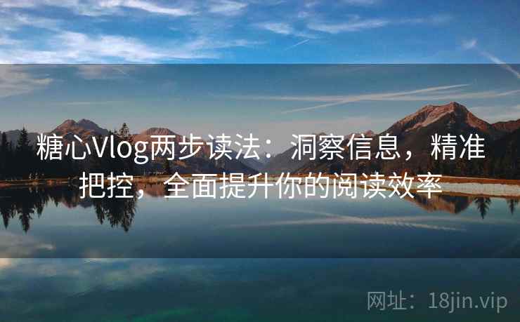 糖心Vlog两步读法：洞察信息，精准把控，全面提升你的阅读效率
