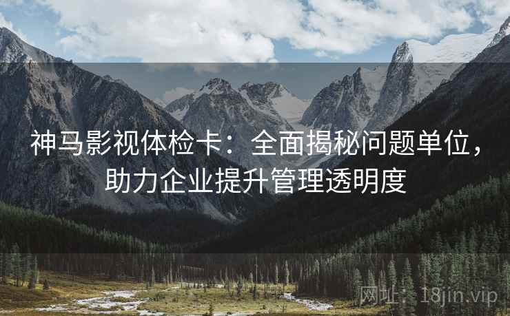 神马影视体检卡：全面揭秘问题单位，助力企业提升管理透明度