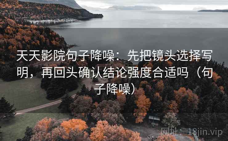 天天影院句子降噪：先把镜头选择写明，再回头确认结论强度合适吗（句子降噪）