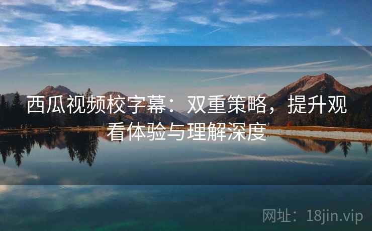 西瓜视频校字幕：双重策略，提升观看体验与理解深度